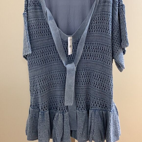 Free People Blue Crochet Mini Dress - Picture 7 of 16